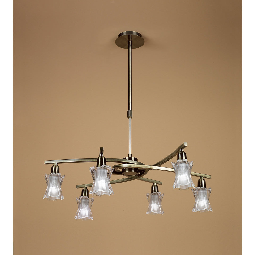 Mantra M8606AB/1 Alaska Pendant Convertible To Semi Flush 6 Light Antique Brass