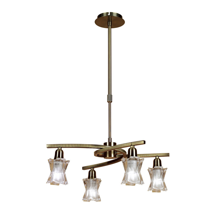 Mantra M8607AB/1 Alaska Pendant Convertible To Semi Flush 4 Light Antique Brass