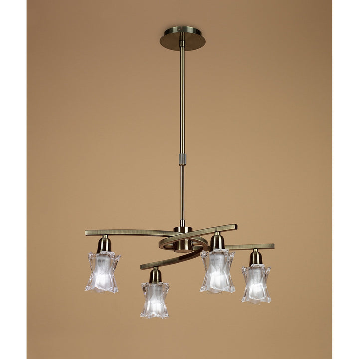 Mantra M8607AB/1 Alaska Pendant Convertible To Semi Flush 4 Light Antique Brass