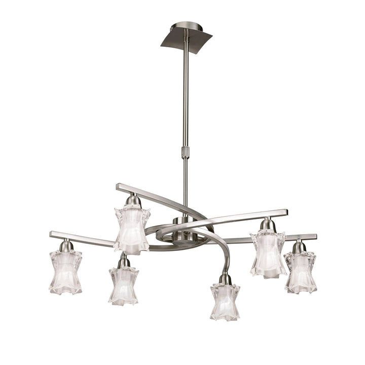 Mantra M8606/1 Alaska Pendant Convertible To Semi Flush 6 Light Satin Nickel