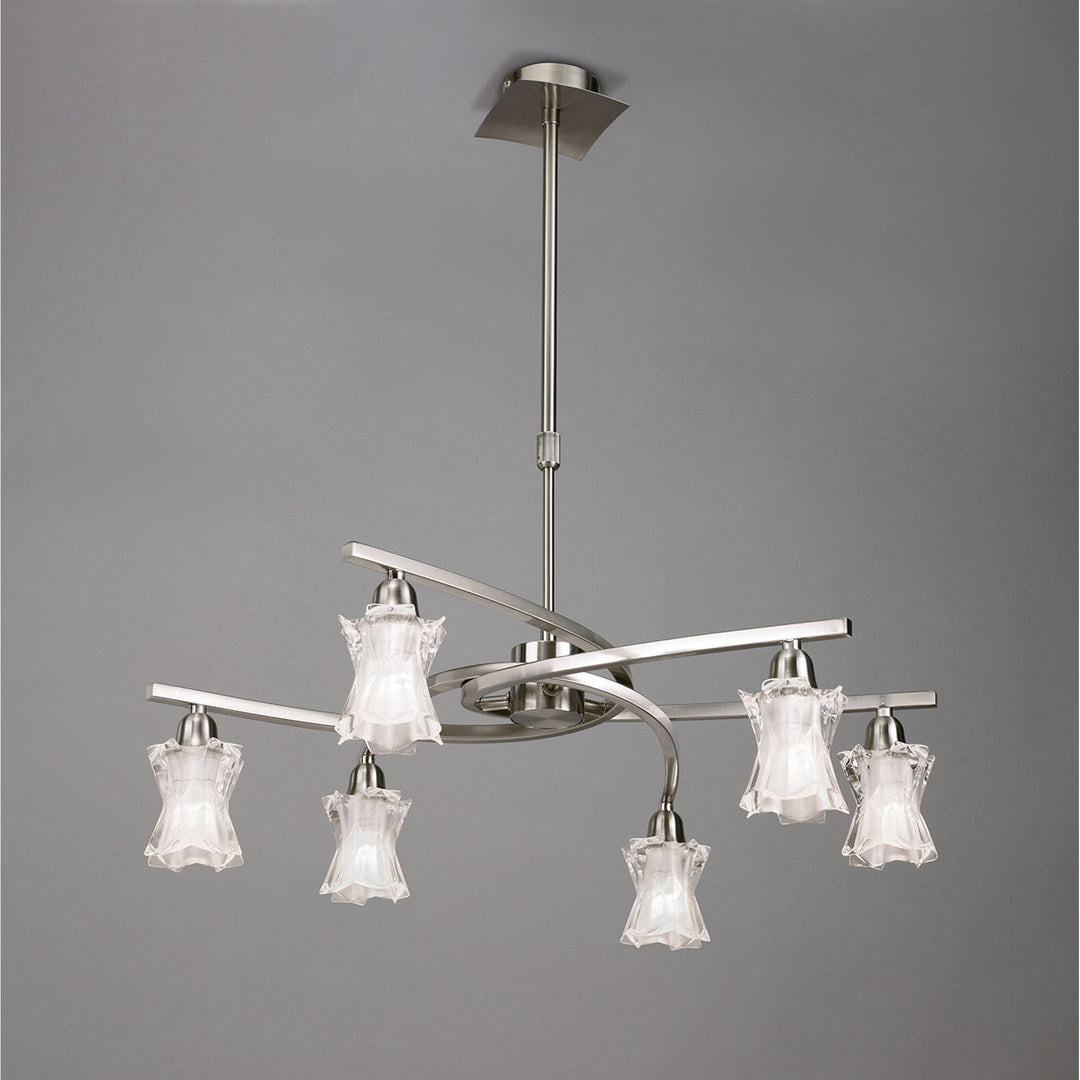 Mantra M8606/1 Alaska Pendant Convertible To Semi Flush 6 Light Satin Nickel