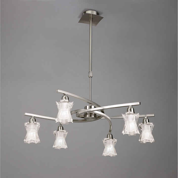 Mantra M8606/1 Alaska Pendant Convertible To Semi Flush 6 Light Satin Nickel