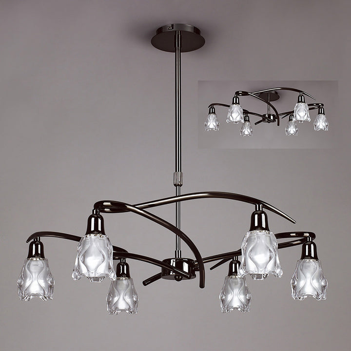 Mantra M8621BC/1 Amel Telescopic Convertible To Semi Flush 6 Light Black Chrome