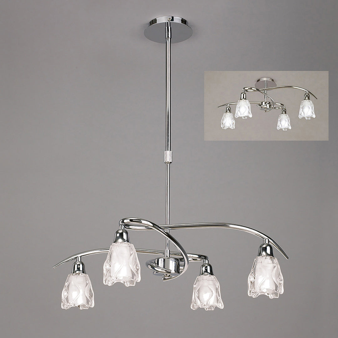 Mantra M8622/1 Amel Telescopic Convertible To Semi Flush 4 Light Polished Chrome