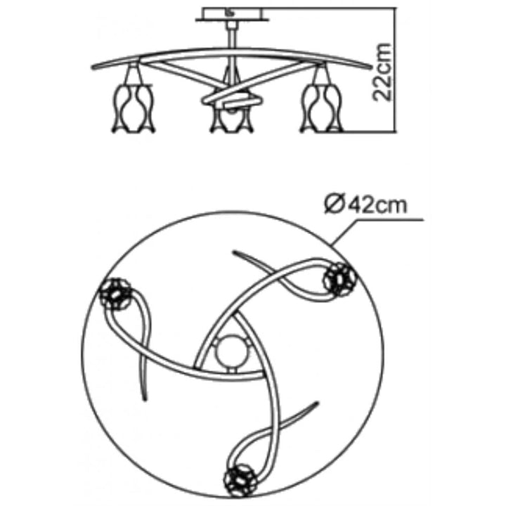 Mantra M0623 Amel Ceiling E14 3 Light Polished Chrome