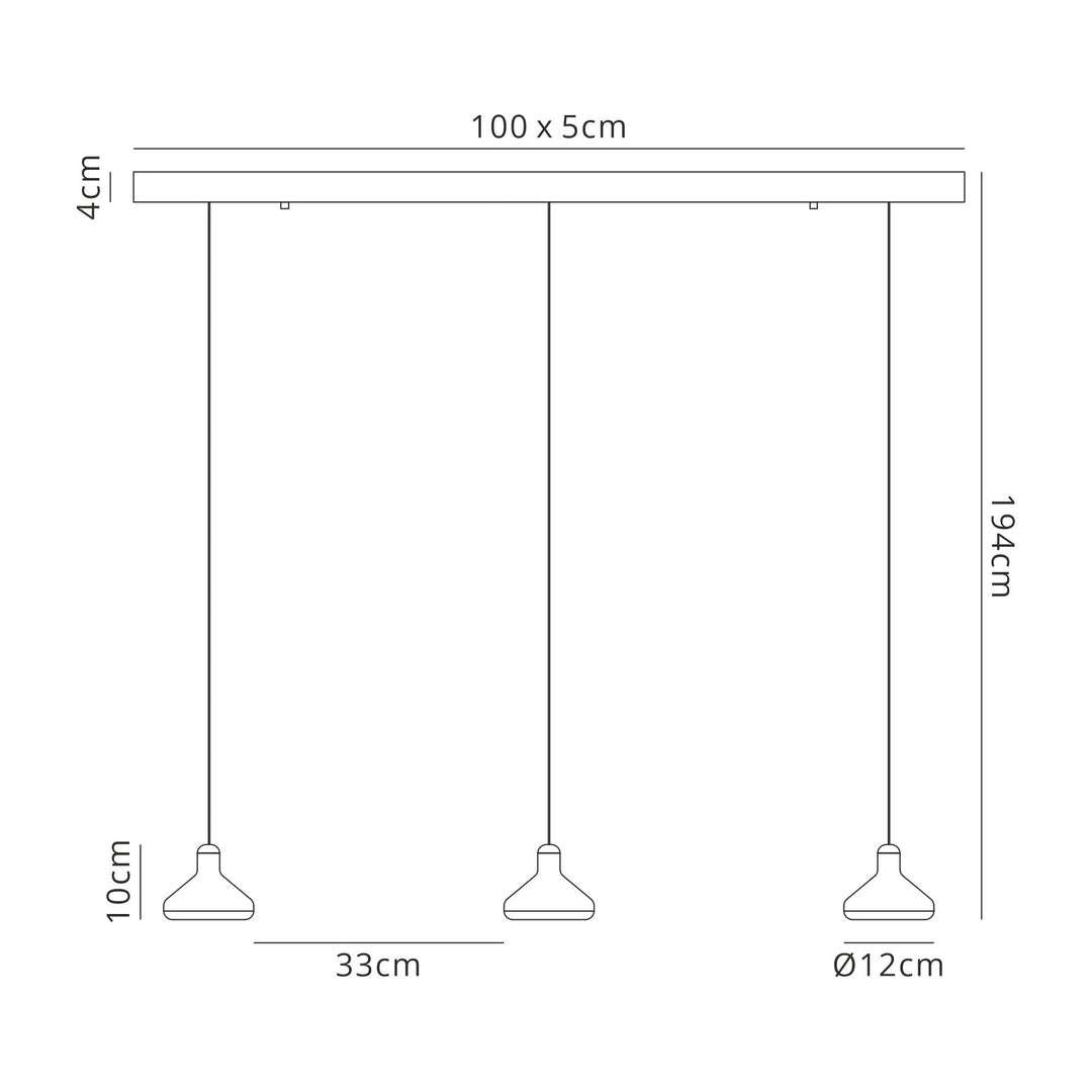 Mantra M7312 Antaras 3 Light Linear Bar Pendant 24W LED Black