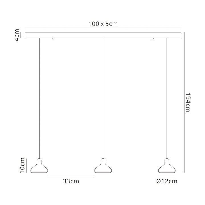 Mantra M7312 Antaras 3 Light Linear Bar Pendant 24W LED Black