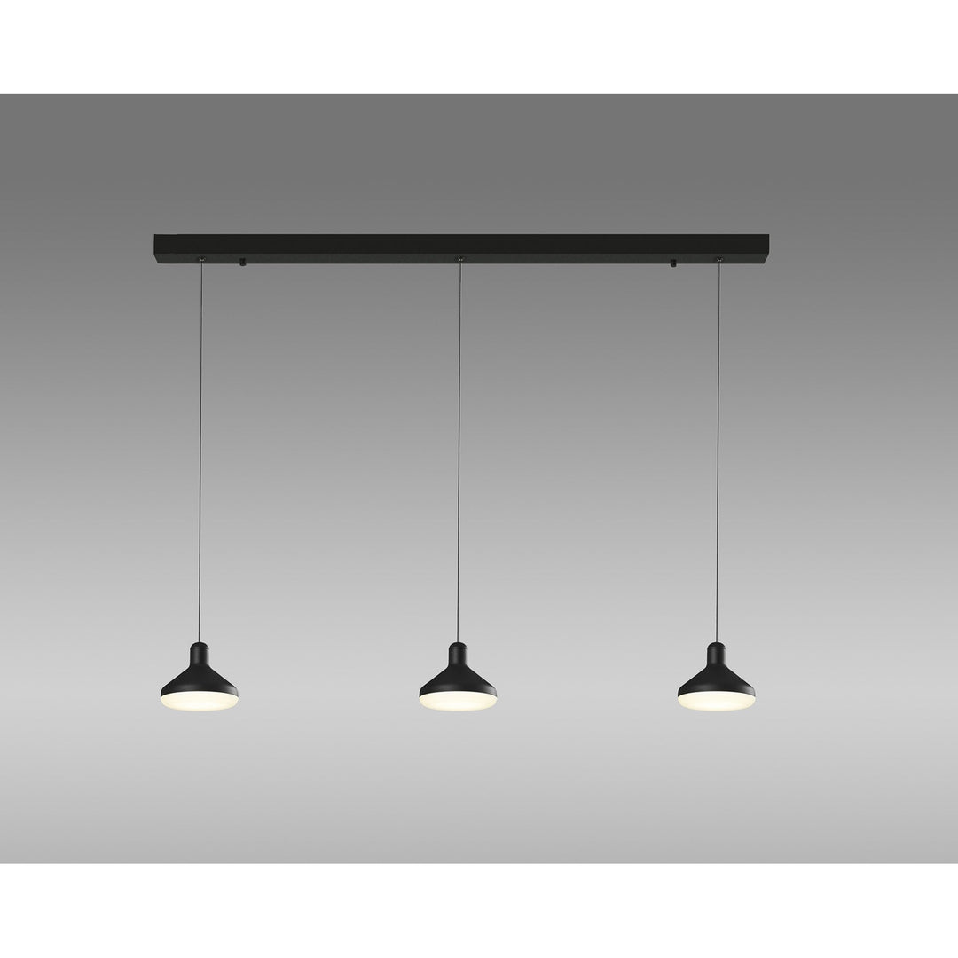 Mantra M7312 Antaras 3 Light Linear Bar Pendant 24W LED Black