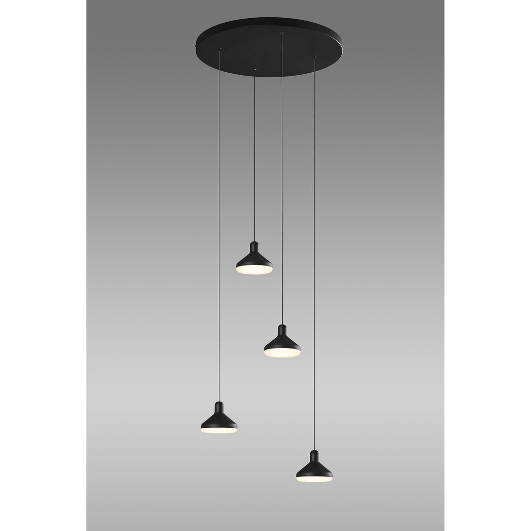 Mantra M7313 Antaras 4 Light Round Pendant 32W LED Black