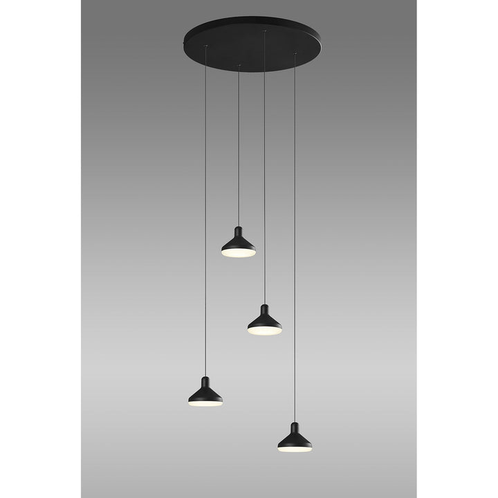 Mantra M7313 Antaras 4 Light Round Pendant 32W LED Black