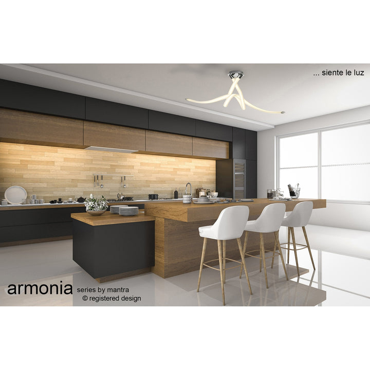 Mantra M6723 Armonia Semi Flush Bow 50W LED Polished Chrome Frosted Acrylic