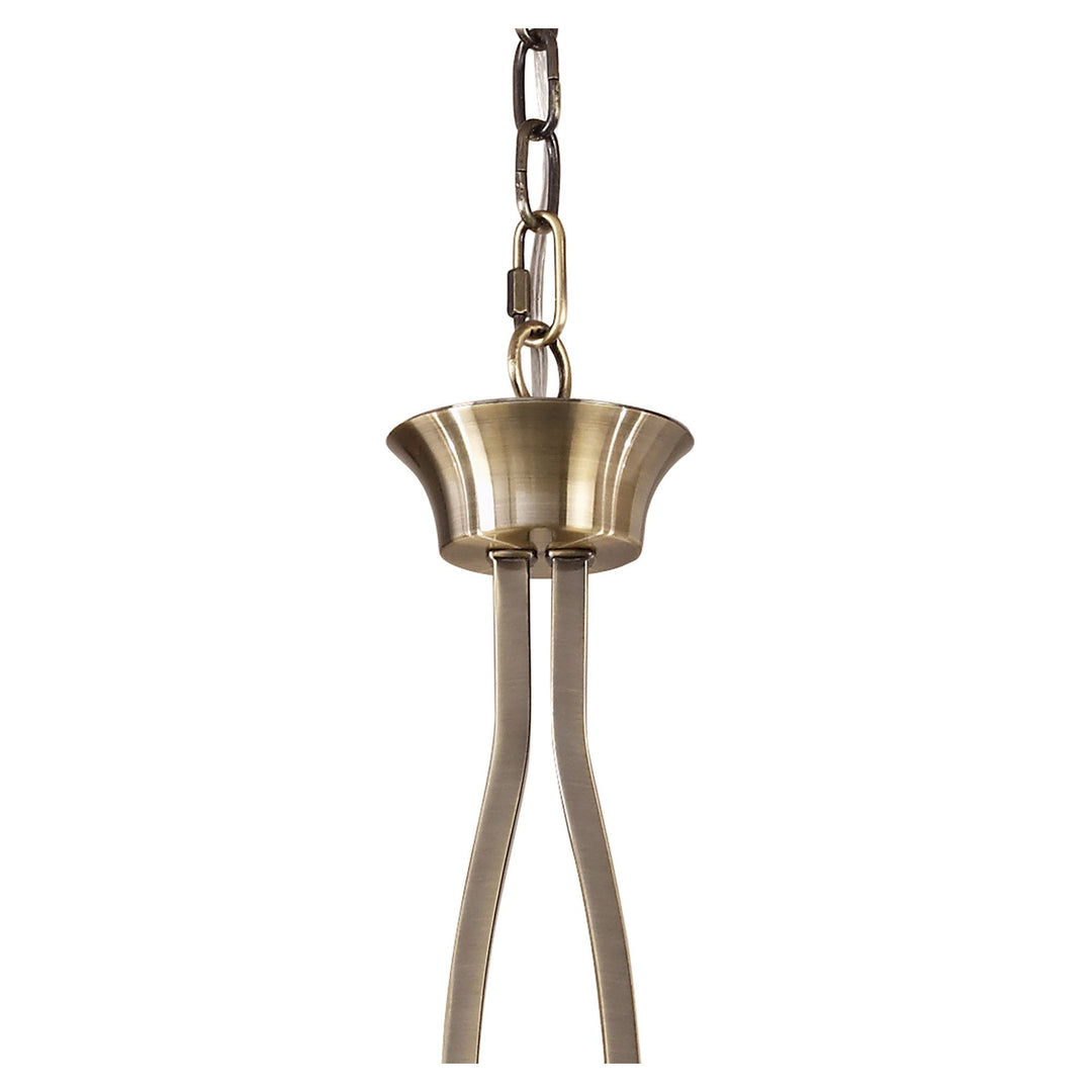 Mantra M0781AB Akira Linear Pendant 2 Arm 6 Light E14 Antique Brass Cream Shades