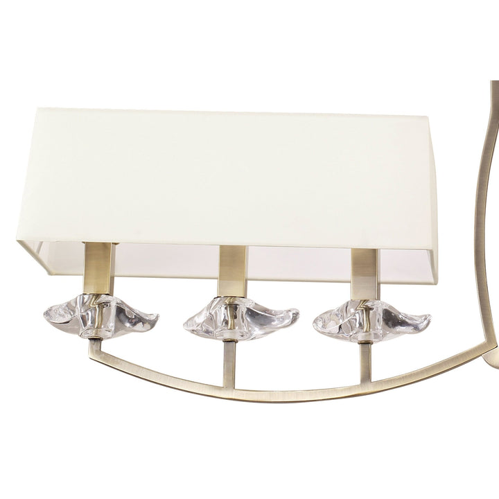 Mantra M0781AB Akira Linear Pendant 2 Arm 6 Light E14 Antique Brass Cream Shades