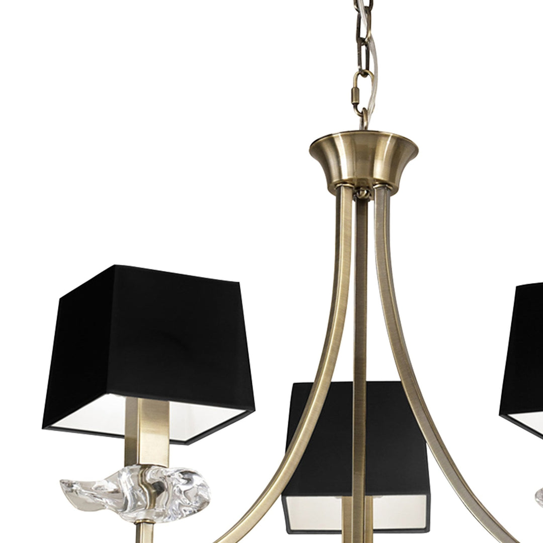 Mantra M0783AB/BS Akira Pendant 3 Light E14 Antique Brass Black Shades