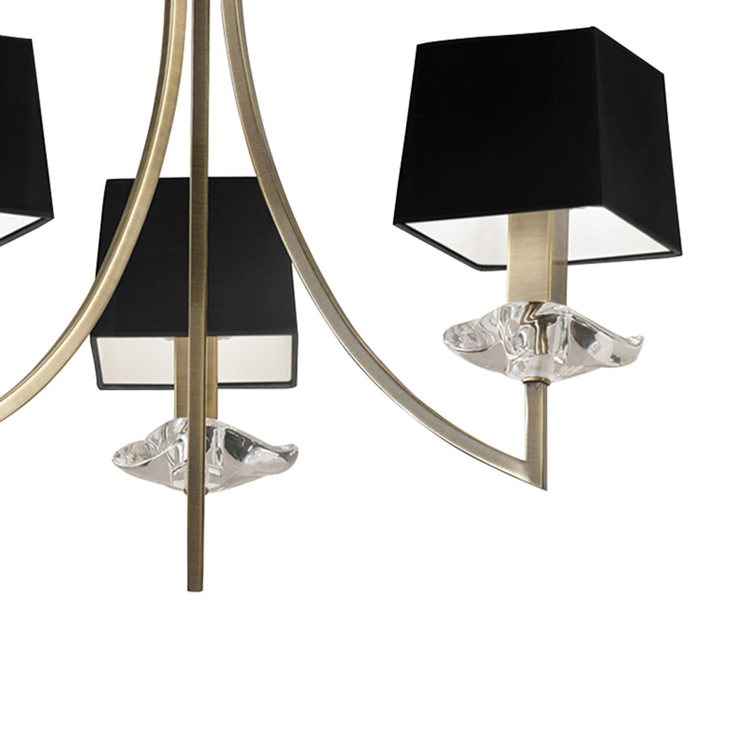 Mantra M0783AB/BS Akira Pendant 3 Light E14 Antique Brass Black Shades