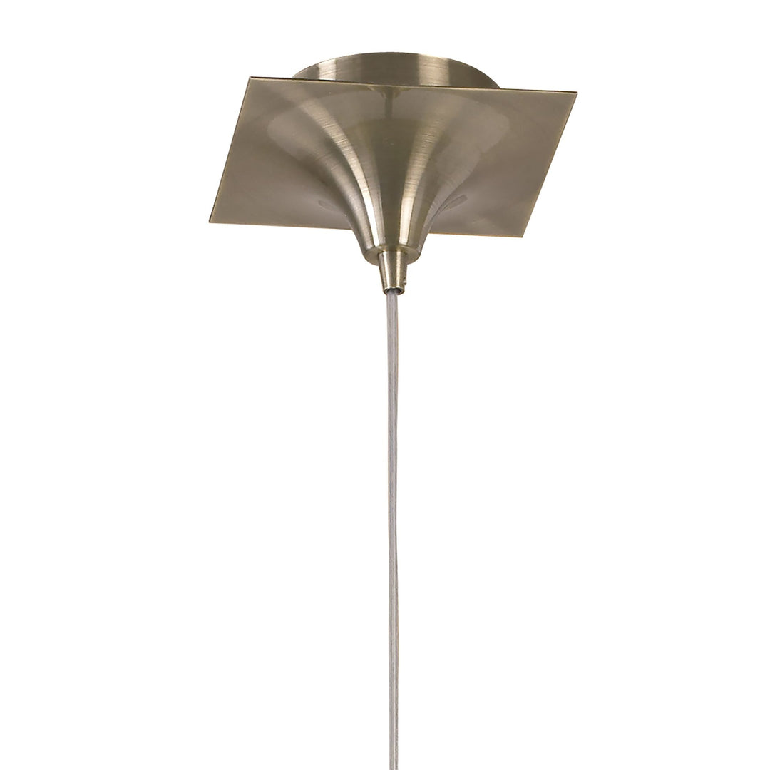 Mantra M0784AB/BS Akira Square Pendant 4 Light E27 Antique Brass/Frosted Glass Black Shade