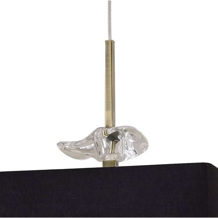 Mantra M0784AB/BS Akira Square Pendant 4 Light E27 Antique Brass/Frosted Glass Black Shade