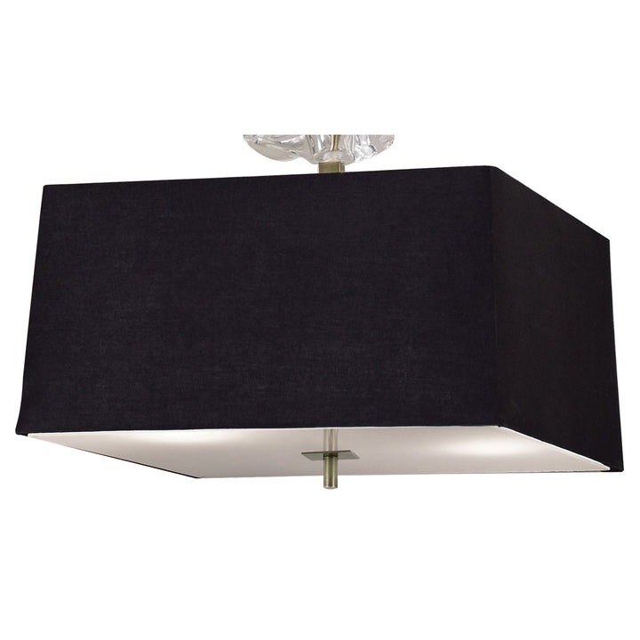 Mantra M0784AB/BS Akira Square Pendant 4 Light E27 Antique Brass/Frosted Glass Black Shade