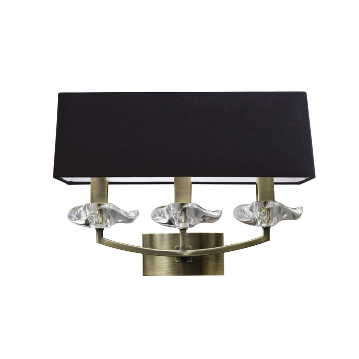 Mantra M0788AB/S/BS Akira Wall Lamp Switched 3 Light E14 Antique Brass Black Shade