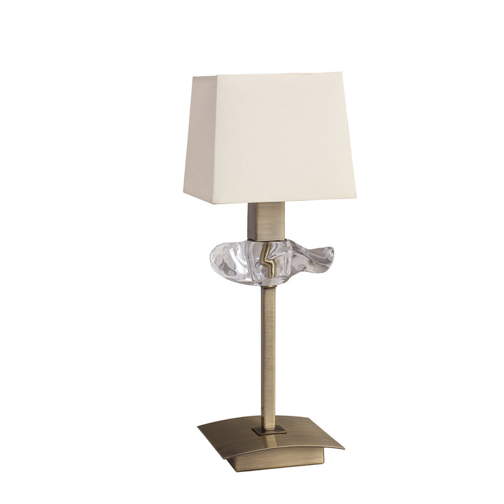 Mantra M0789AB Akira Table Lamp 1 Light E14 Antique Brass Cream Shade