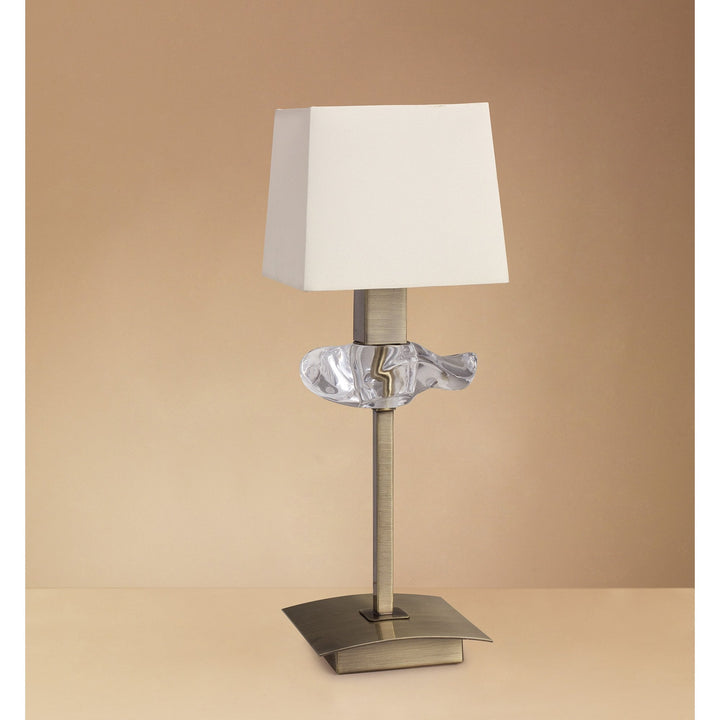 Mantra M0789AB Akira Table Lamp 1 Light E14 Antique Brass Cream Shade