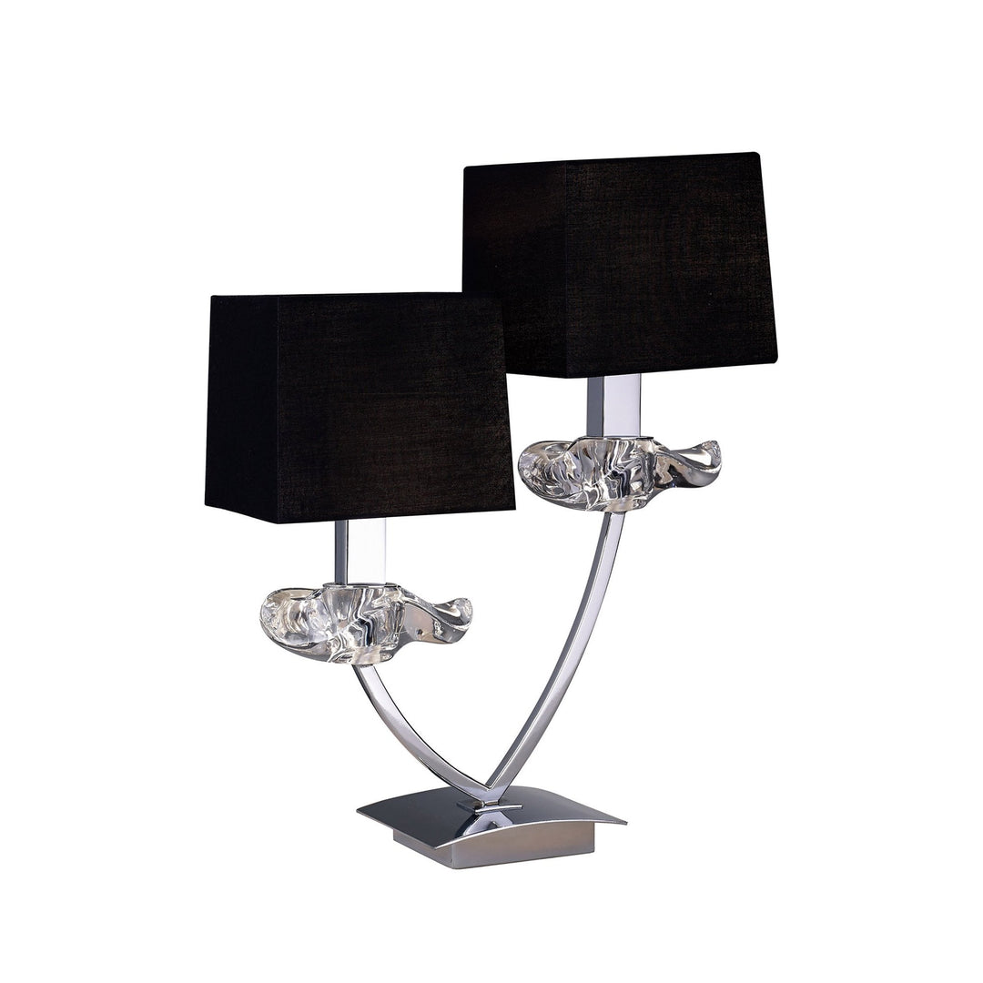 Mantra M0790 Akira Table Lamp 2 Light E14 Polished Chrome Black Shades