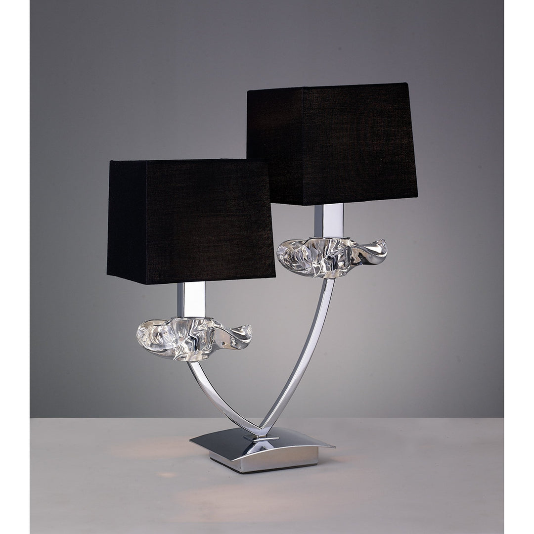 Mantra M0790 Akira Table Lamp 2 Light E14 Polished Chrome Black Shades