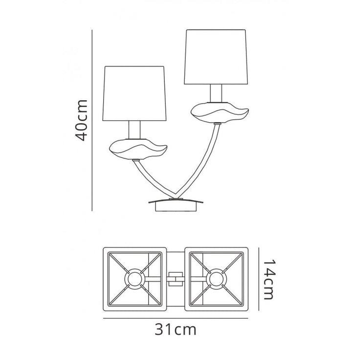 Mantra M0790AB/BS Akira Table Lamp 2 Light E14 Antique Brass Black Shades