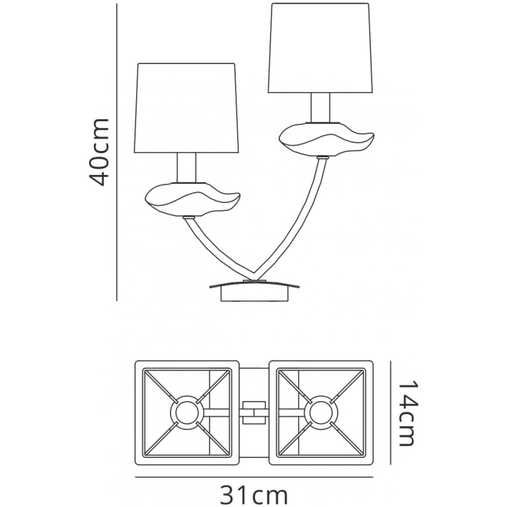 Mantra M0790AB Akira Table Lamp 2 Light E14 Antique Brass Cream Shades