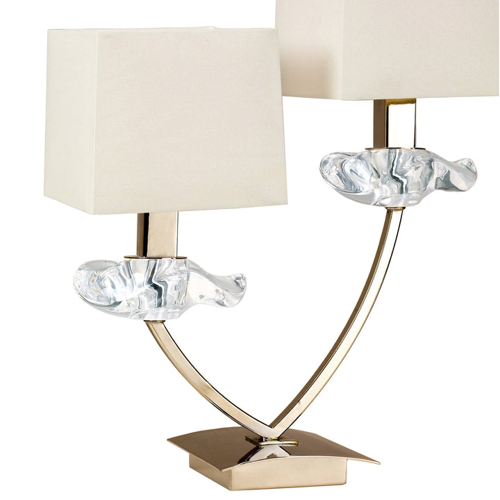 Mantra M0790AB Akira Table Lamp 2 Light E14 Antique Brass Cream Shades