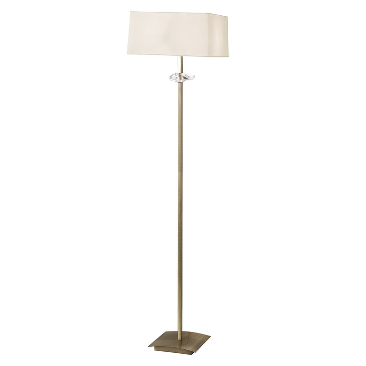 Mantra M0791AB Akira Floor Lamp 3 Light E27 Antique Brass Cream Shade