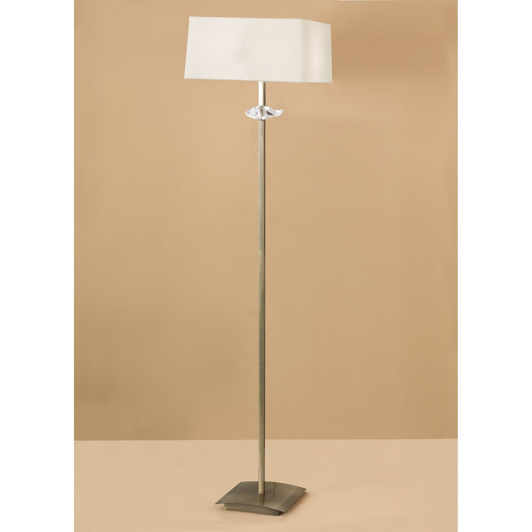 Mantra M0791AB Akira Floor Lamp 3 Light E27 Antique Brass Cream Shade