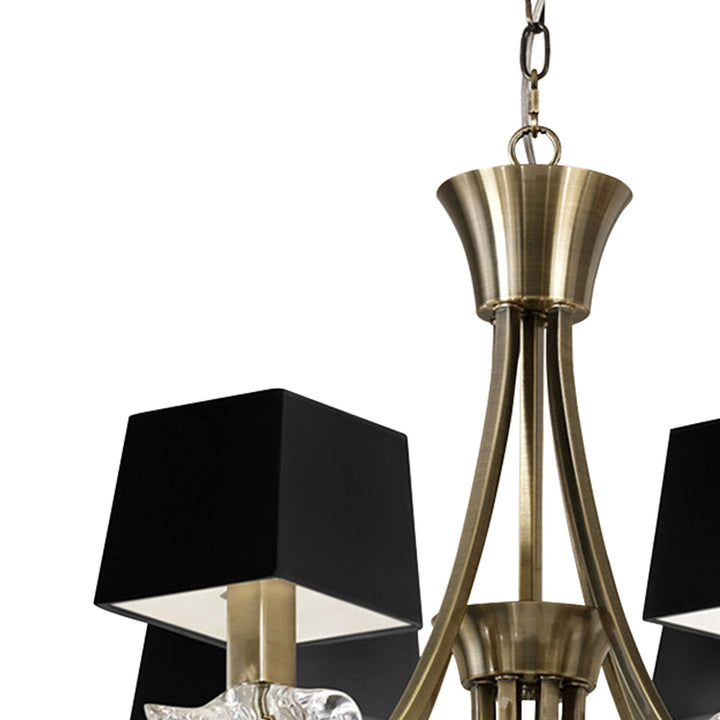 Mantra M0792AB/BS Akira Pendant 2 Tier 12 Light E14 Antique Brass Black Shades