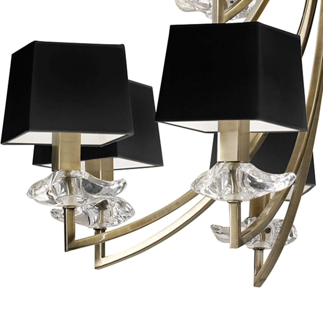 Mantra M0792AB/BS Akira Pendant 2 Tier 12 Light E14 Antique Brass Black Shades