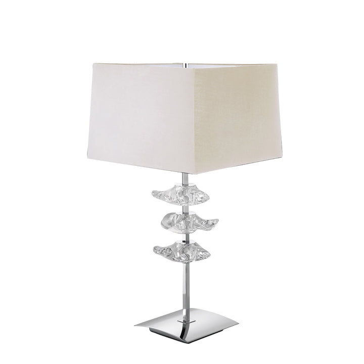 Mantra M0793/CS Akira Table Lamp 2 Light E27 Polished Chrome Cream Shade