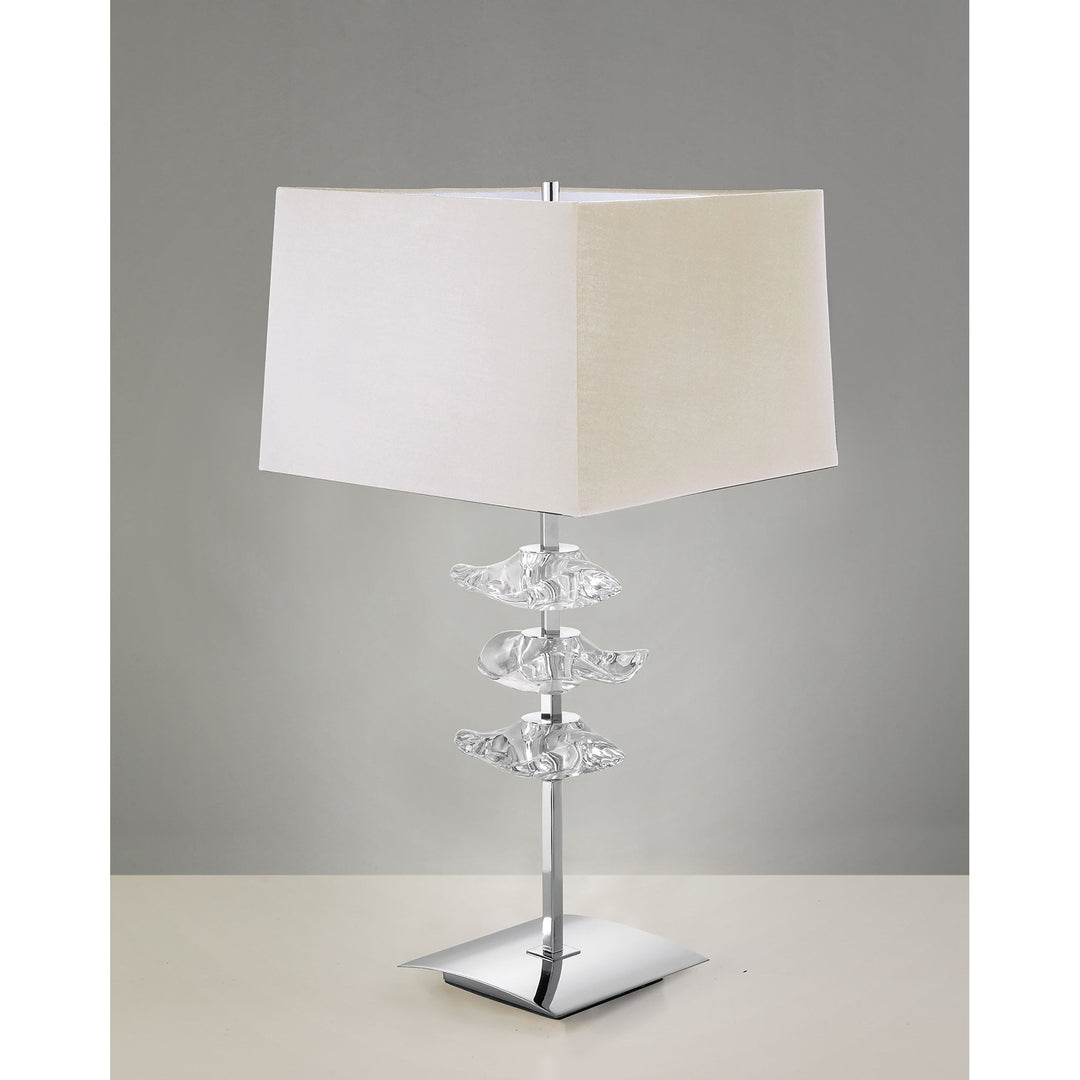 Mantra M0793/CS Akira Table Lamp 2 Light E27 Polished Chrome Cream Shade