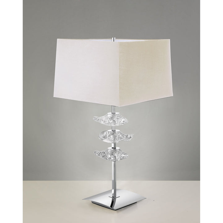 Mantra M0793/CS Akira Table Lamp 2 Light E27 Polished Chrome Cream Shade