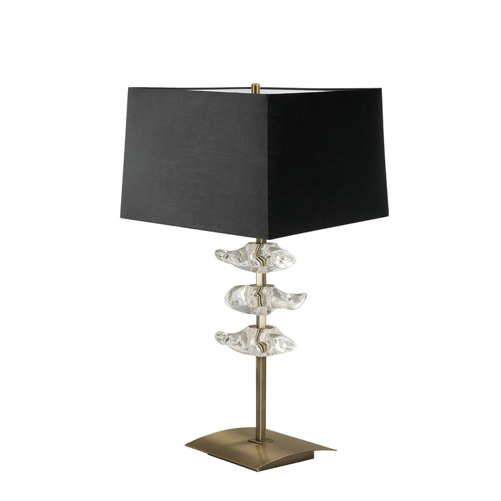 Mantra M0793AB/BS Akira Table Lamp 2 Light E27 Antique Brass Black Shade