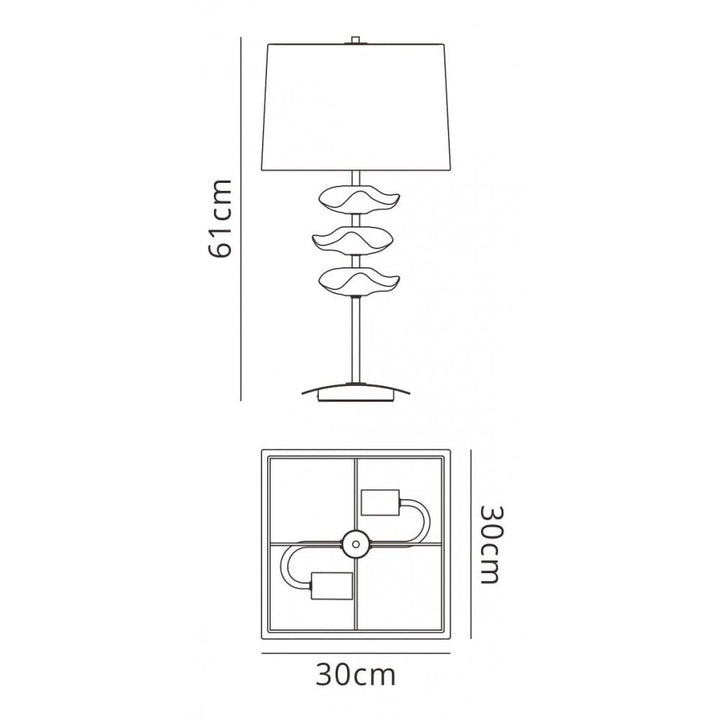 Mantra M0793AB/BS Akira Table Lamp 2 Light E27 Antique Brass Black Shade