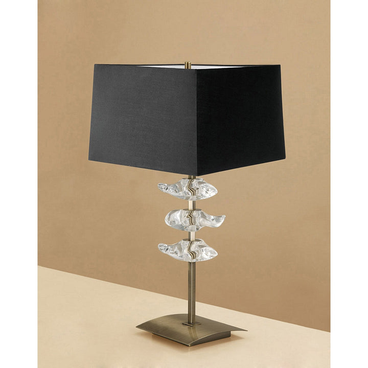 Mantra M0793AB/BS Akira Table Lamp 2 Light E27 Antique Brass Black Shade