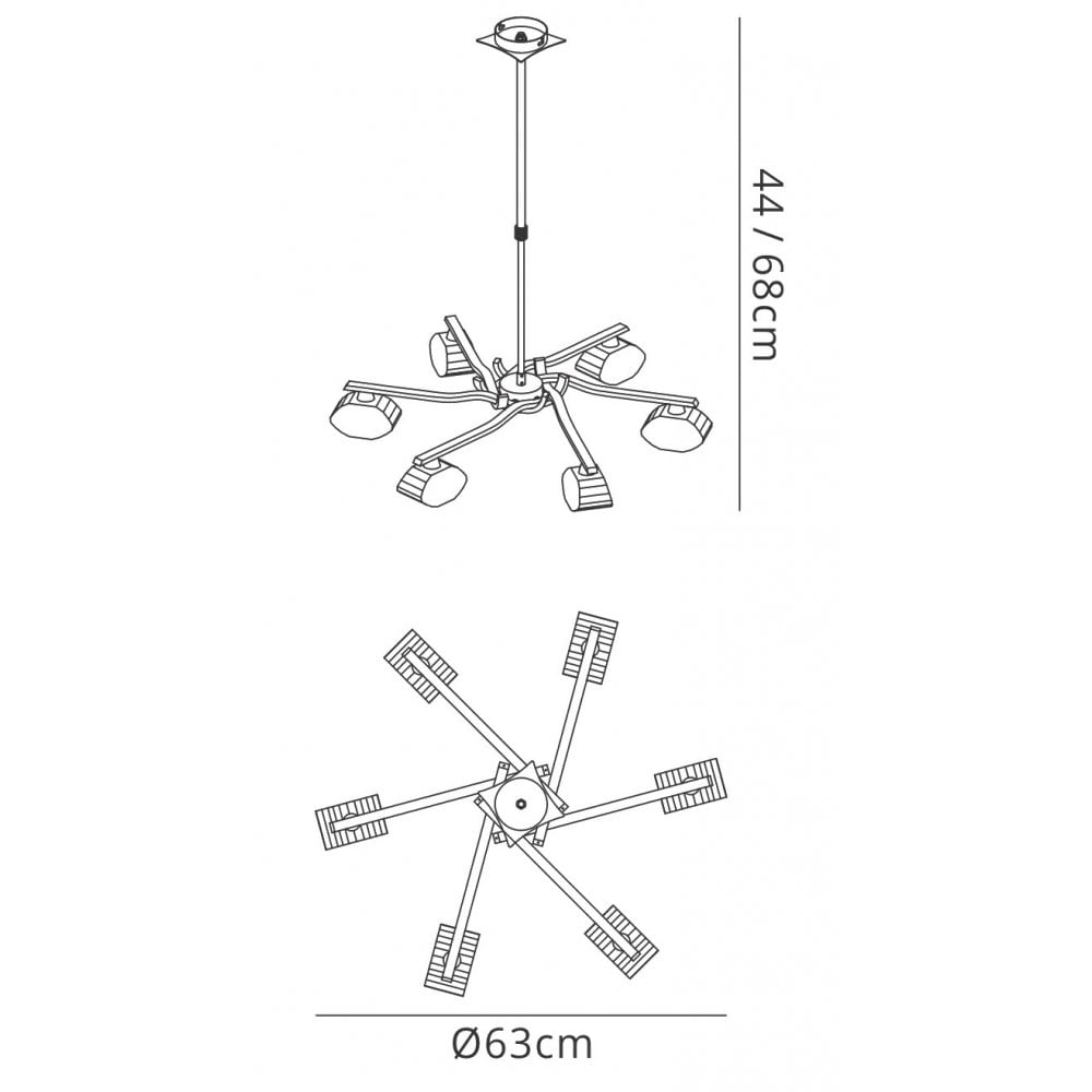 Mantra M0412AB Alfa Telescopic Pendant Convertible To Semi Flush 6 Light G9 Antique Brass