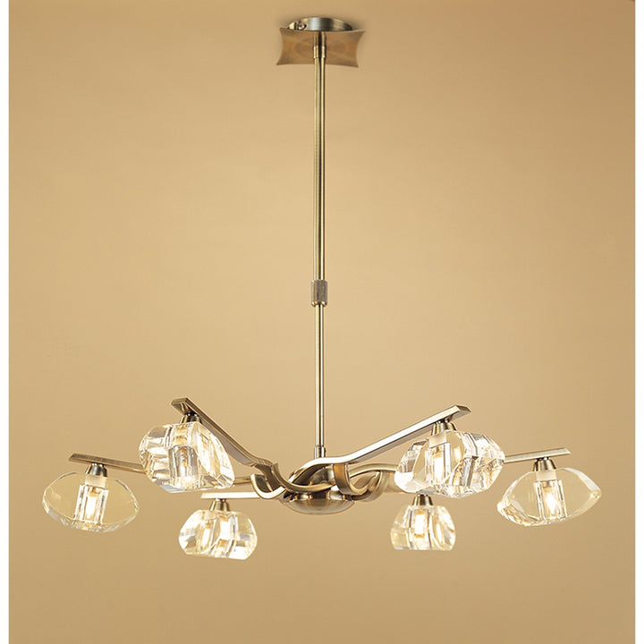 Mantra M0412AB Alfa Telescopic Pendant Convertible To Semi Flush 6 Light G9 Antique Brass