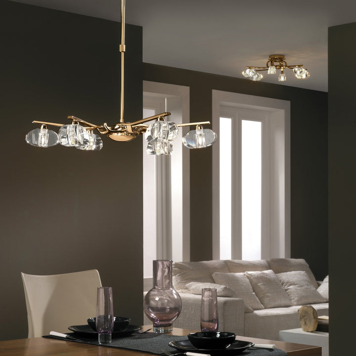 Mantra M0412AB Alfa Telescopic Pendant Convertible To Semi Flush 6 Light G9 Antique Brass