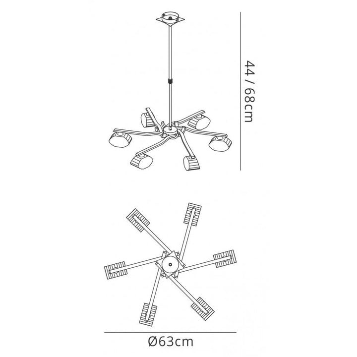 Mantra M0412PB Alfa Telescopic 6 Light G9 Polished Brass