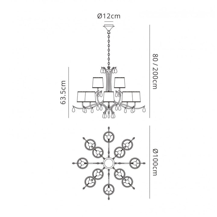 Mantra M6310 Andrea Pendant 100cm Round Polished Chrome