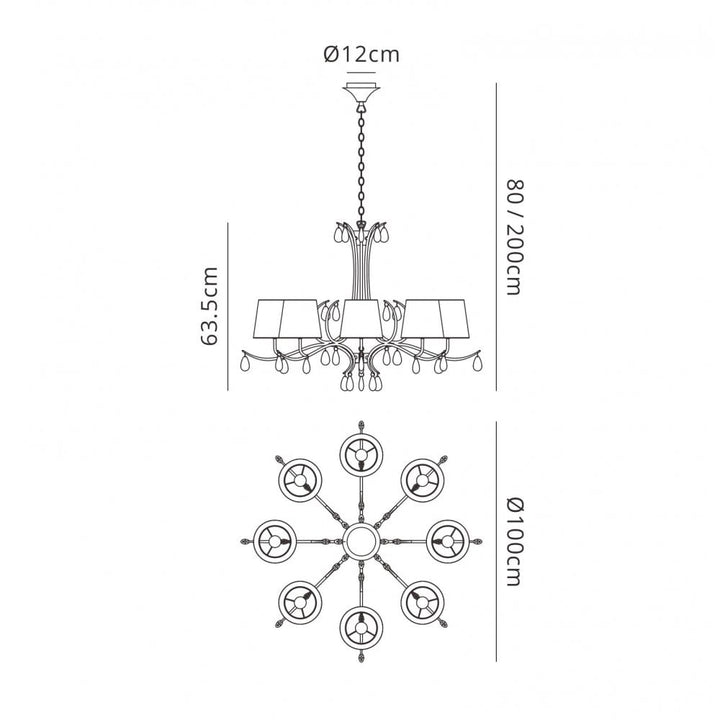 Mantra M6312 Andrea Pendant 100cm Round Polished Chrome