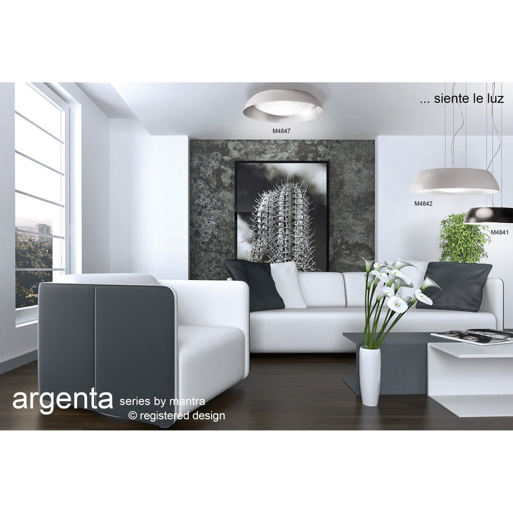 Mantra M4846E Argenta Ceiling Large 5 Light Matt White Silver White Acrylic