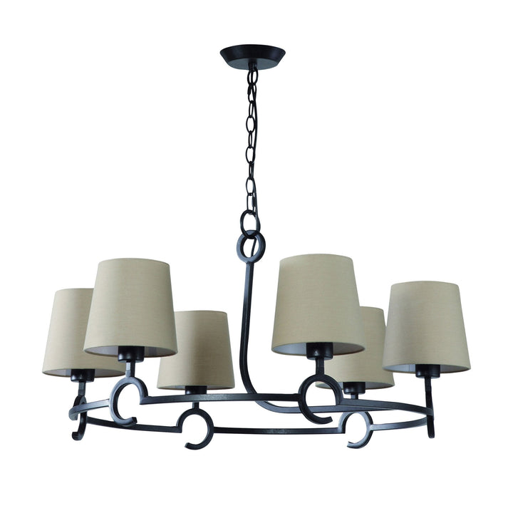 Mantra M5210 Argi Pendant 6 Light Taupe Shades Brown Oxide