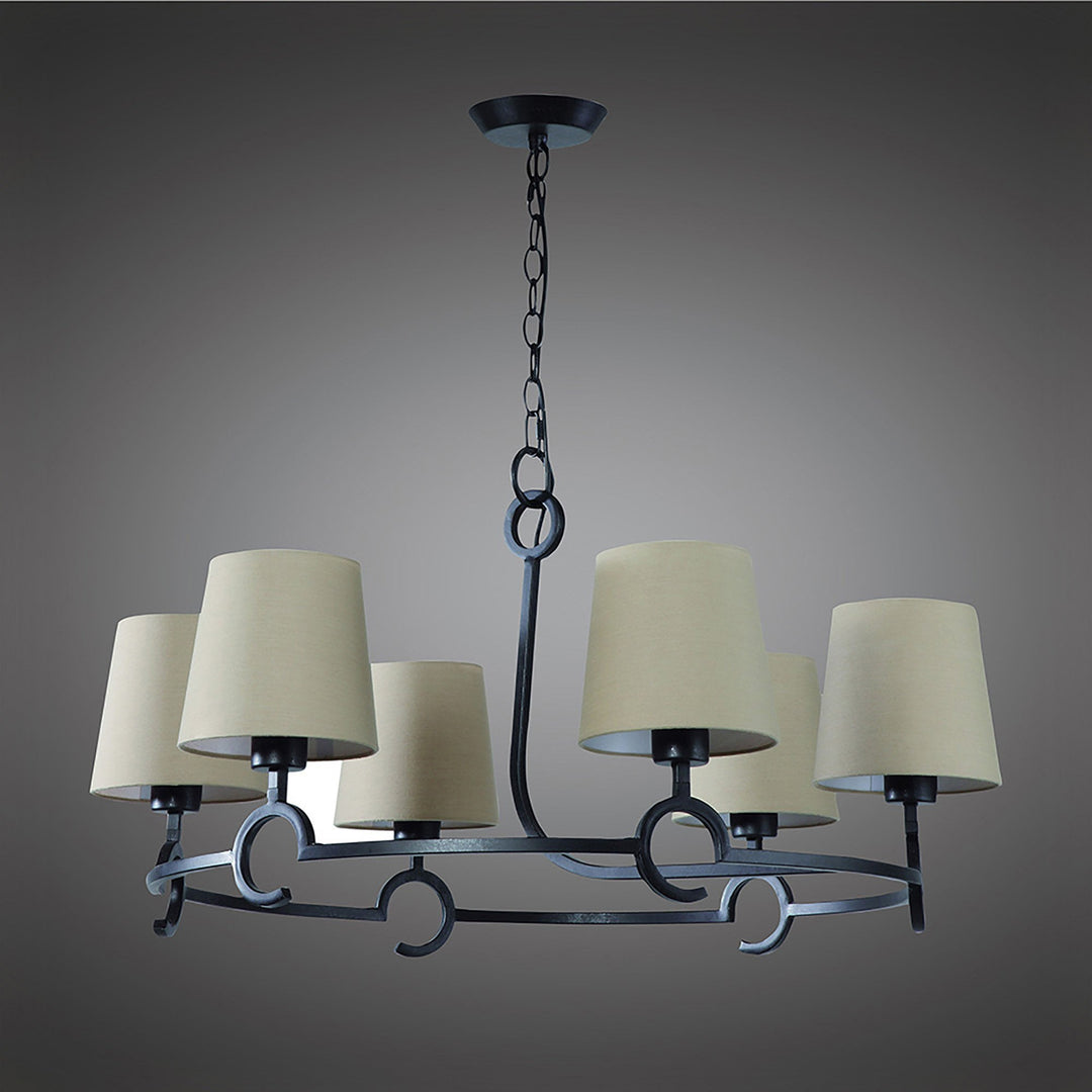 Mantra M5210 Argi Pendant 6 Light Taupe Shades Brown Oxide