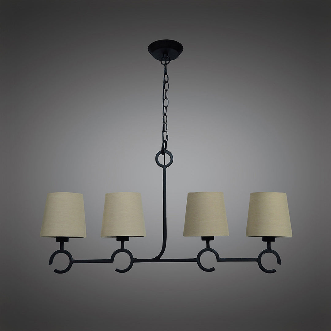 Mantra M5212 Argi Pendant 4 Light Line Taupe Shades Brown Oxide